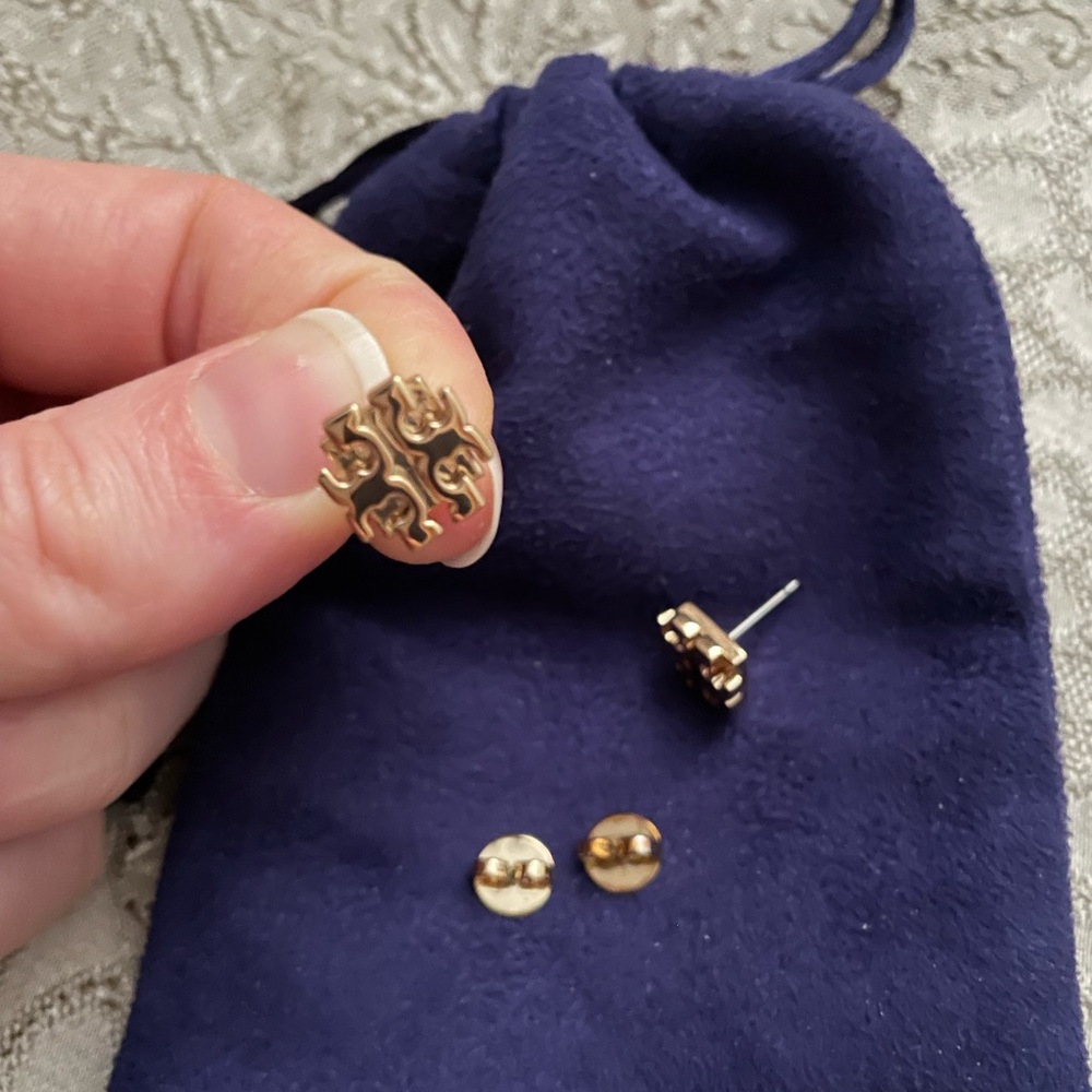 Tory Burch Gold Logo Stud Earrings